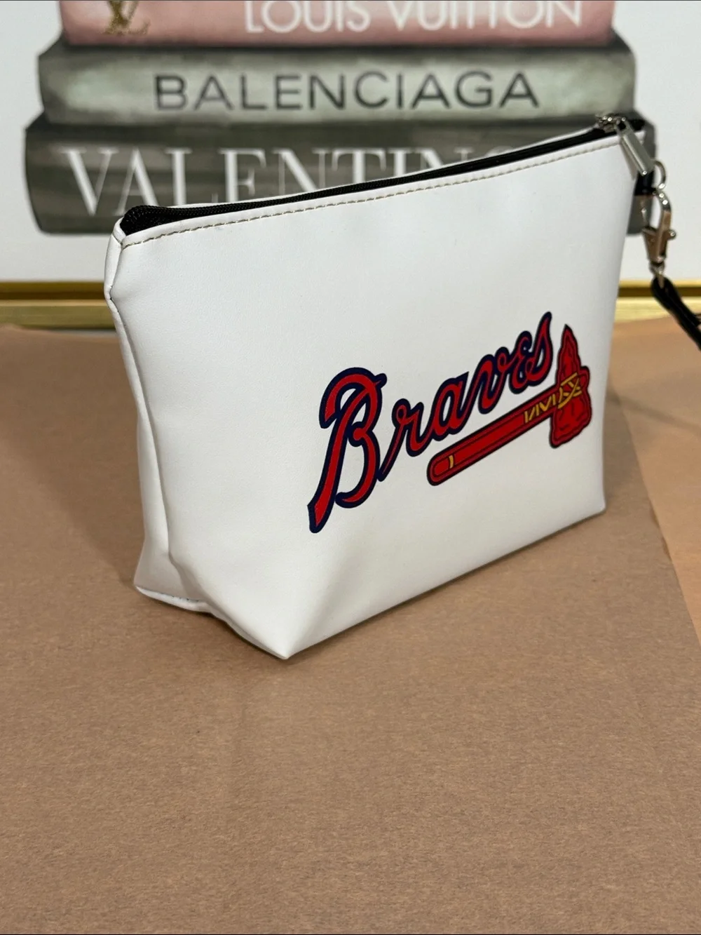 Braves White Wristlet Pouch